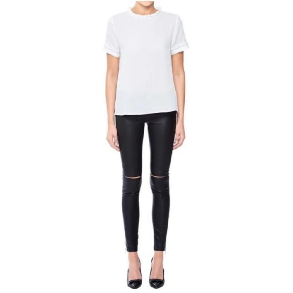 Anine Bing lamb leather leggings knee slit side zipper black